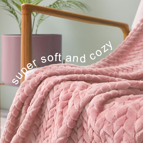 Exclusivo Mezcla Fleece Throw Blanket for Couch, 50x70 Inches Soft Cozy Jacquard Flannel Blankets, Lightweight Fuzzy Plush...