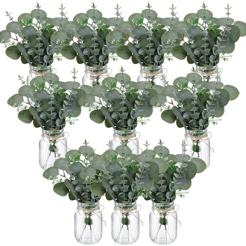 XunYee 10 Set Mason Jar Table Centerpiece with Flower Mason Jar Flower Centerpiece Vases Decor for Engagement Party Bridal...
