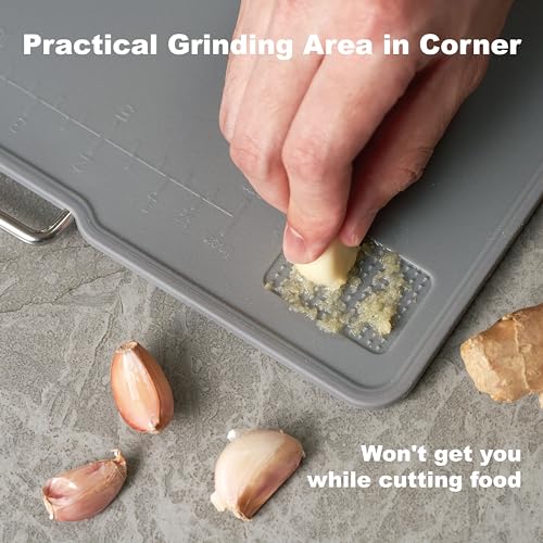 KOFRAND Plastic Cutting Boards with Grinding Area and Measurement, Cutting Boards for Kitchen Dishwasher Safe, Set of 3 wi...