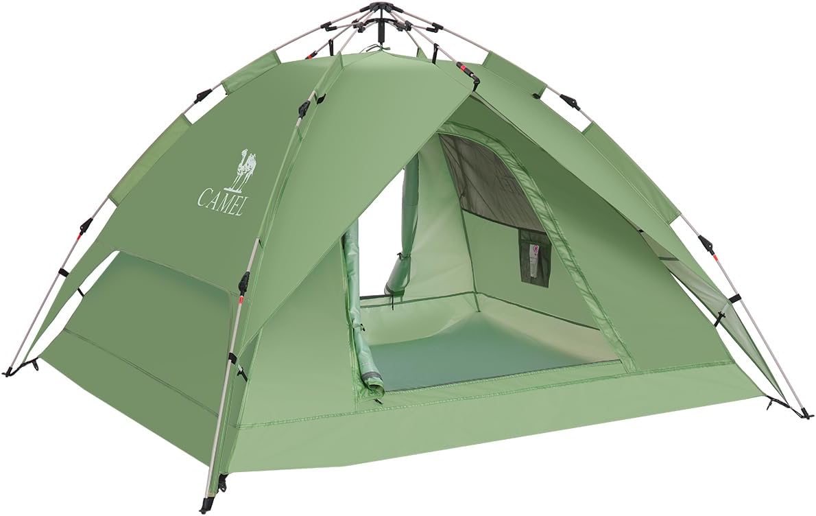 CAMEL CROWN Instant Tent for 3-4 Person, Waterproof & Sun Protection Family Camping Tent, Sets Up in 30 Seconds, Lightweig...