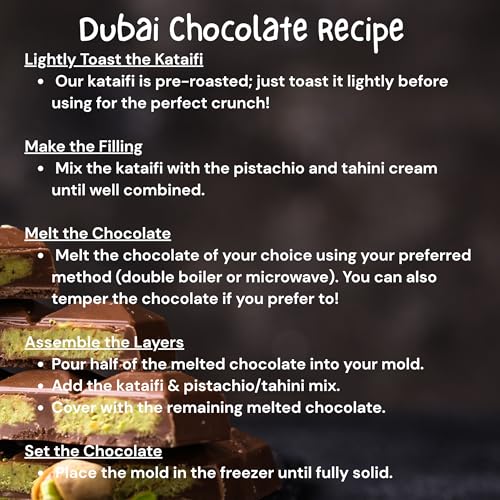 Ma Lit Candy Dubai Chocolate Bar Kit - Holidays Gift Box - INCLUDES Kataifi, Pistachio & Tahini Cream, Recipe, & Silicone ...