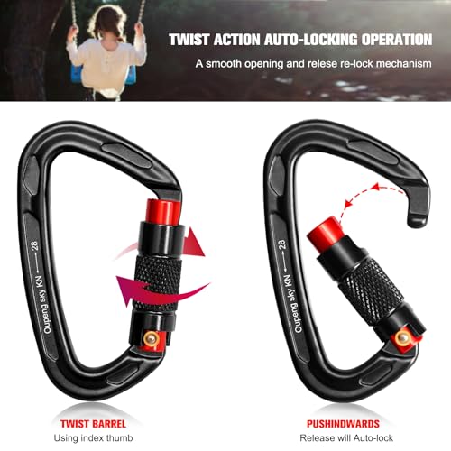 Auto Locking Carabiner Clips - 28KN (6172lbs) Heavy Duty Caribeaners ，4PCS Large Carabiner Clip for Keychains，Hammock，Camp...