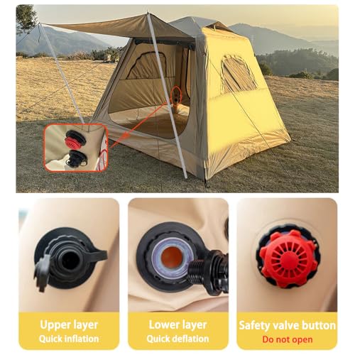 HipierFx Camping Inflatable Tent with Pump 4 Person Easy Set up Glamping House with Mesh Waterproof Family Air Blow Up Tents