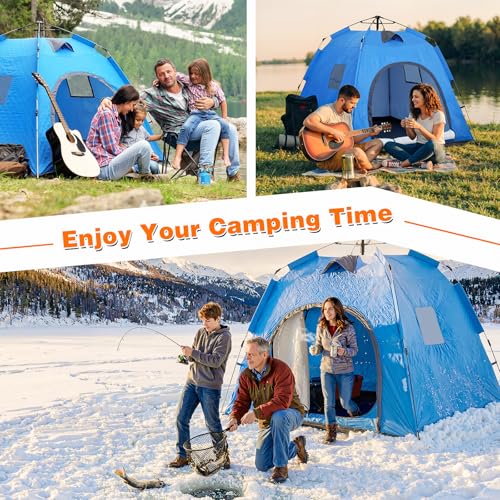 QEG Pop-up Camping Tent, Winter Insulated Tent, Windproof and Snowproof, 4 Season Tents for Camping, Ice Fishing, Parties,...