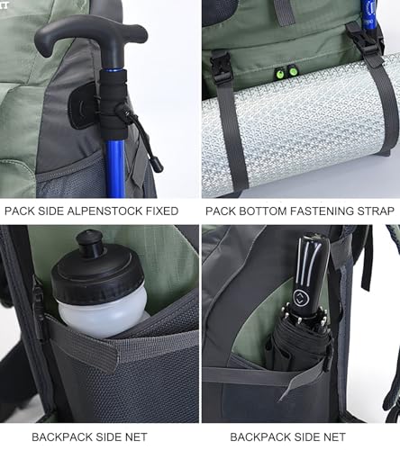 Bseash 50L Hiking Backpack, Water Resistant Lightweight Outdoor Sport Daypack Travel Bag for Camping Climbing Skiing Cycli...