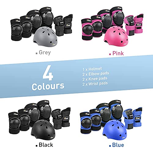 JBM Adult & Kid Skating Protective Gear Set for Beginner to Advanced, Skateboard Helmet Knee and Elbow Pads with Wrist Gua...