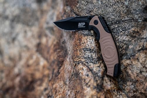 Smith & Wesson M&P SWMP13GLS 8.2in High Carbon S.S. Folding Knife with 3.5in Serrated Clip Point Blade and Aluminum Handle...