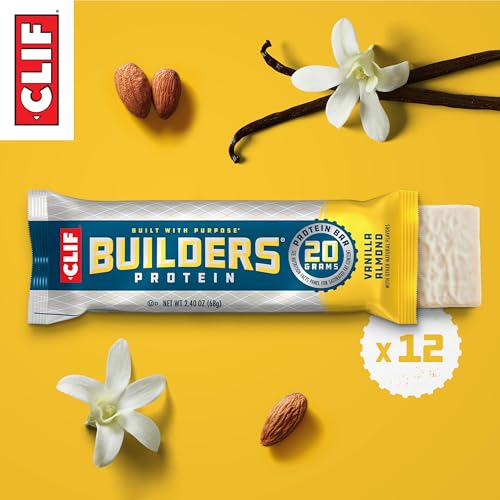 CLIF BUILDERS Protein Bars - Vanilla Almond Flavor - 20g Plant Based Protein - Gluten Free - Non-GMO - Low Glycemic - No A...
