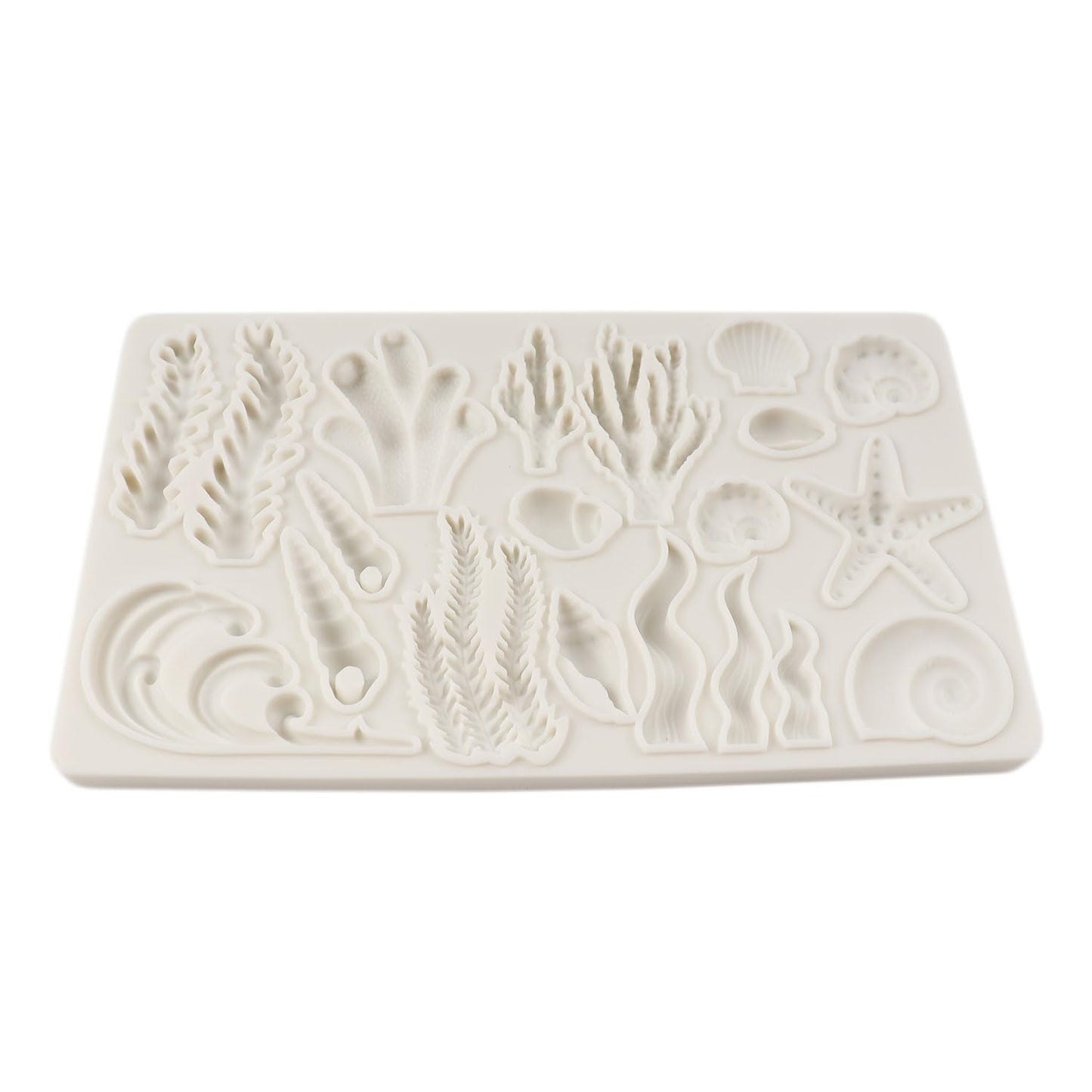QDMOLDS Marine Theme Fondant Molds Seashell Conch Starfish Seaweed Coral Silicone Mold For Cake Decoration Cupcake Topper Sugar Craft Chocolate Candy Gum Paste Polymer Clay