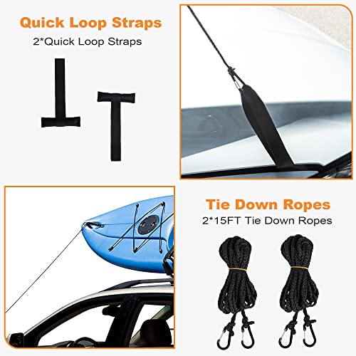 Golkcurx Universal Soft Roof Rack Pads for Kayak,Surfboard, SUP, Canoe, Snowboard with15FT Tie-Down Straps*2 and Storage B...