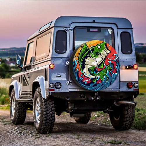 Camper Spare Tire Cover Ultimate Fishing Adventure RV Tire Cover Sunproof DustProof Universal for Trailer SUV Camp Travel ...