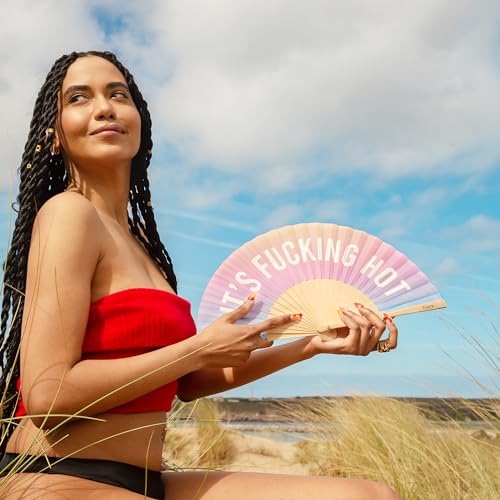 Fisura – Gradient and solid folding fans with messages. Wooden fans for women for weddings, parties and gifts. 16.7 x 9 inch