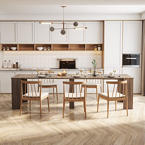 DMAITH 20"-118" Extendable Dining Table for 2-12 People, Modern Modular Extension Table, Space-Saving Extra Long Folding D...