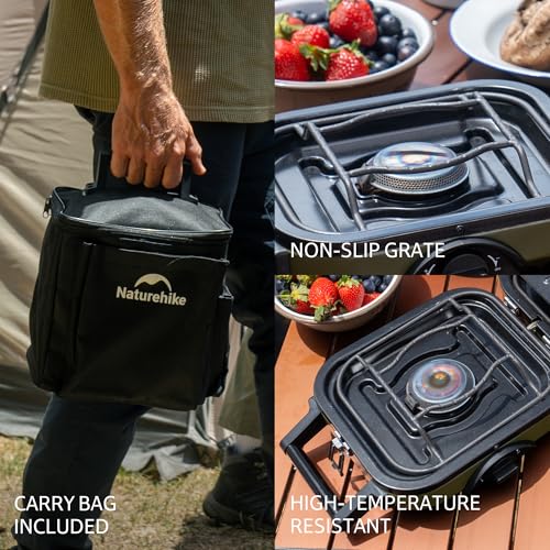 Naturehike 2 Burner Folding Camping Stove, Portable Propane Gas Stove with Carry Bag, 16000 BTU High-Performance Camp Stov...