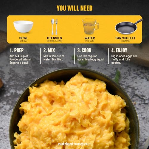 70 Egg Equivalent Nutrient Survival Vitamin Powdered Eggs Blend, Freeze Dried Prepper Supplies & Emergency Food Supply, 33...