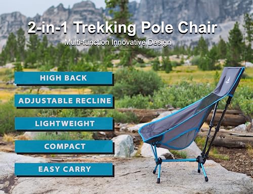 Get Out Gear TrekChair V2 Highback Backpacking Chair | 2-in-1 Trekking Pole and Camp Chair System | Extra Large and Wide w...
