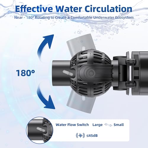 Aysoner Wave Maker Pump for Aquarium: 55/75/125Gallon Magnetic Fish Tank Powerhead for Saltwater Freshwater 1600GPH 8W Adj...
