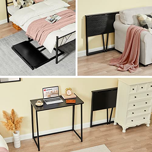 WOHOMO Folding Computer Desk, Small Writing Foldable Desk 31.5", Space-Saving Laptop Table, Easy Assemble Workstation for ...