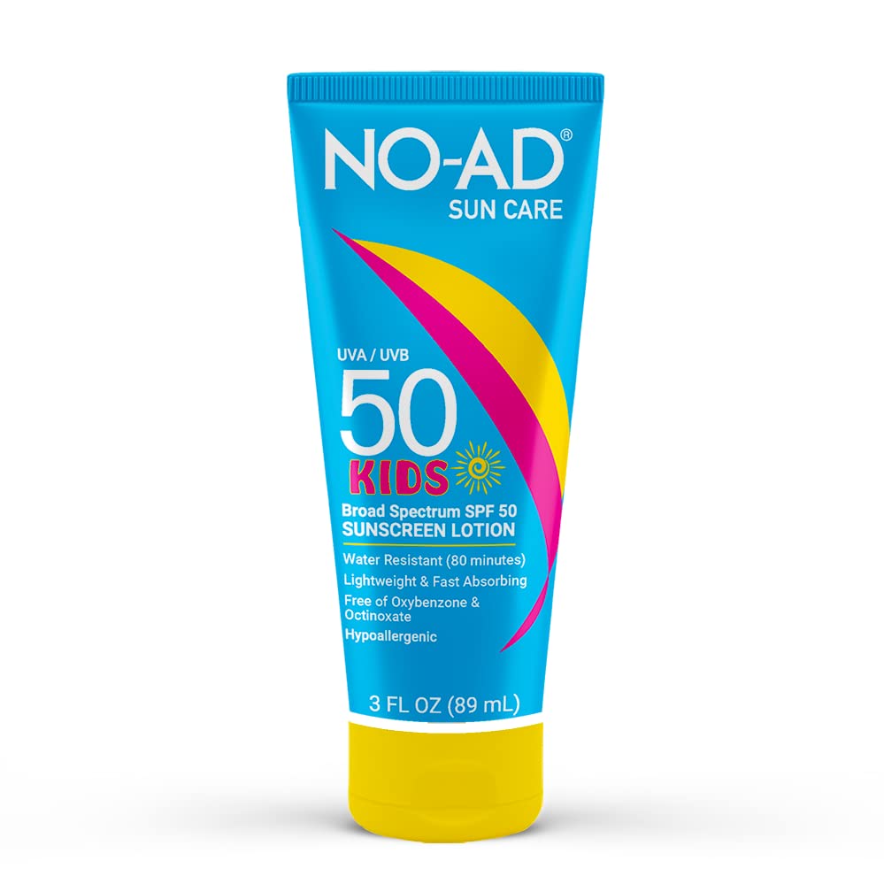 NO-AD KIDS SPF 50 Sunscreen Lotion | Non-Greasy, Waterproof Kids Sunscreen | Suitable for All Skin Types | Broad Spectrum Protec