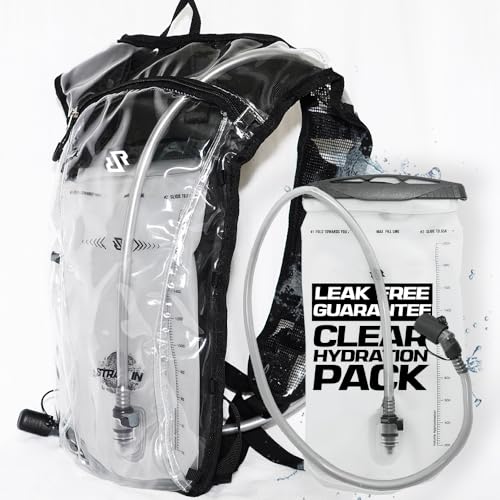 RAVERUNNER® Clear Hydration Pack – Festival-Approved Hydration Backpack Clear with 2L Bladder – Lightweight Clear Water Ba...