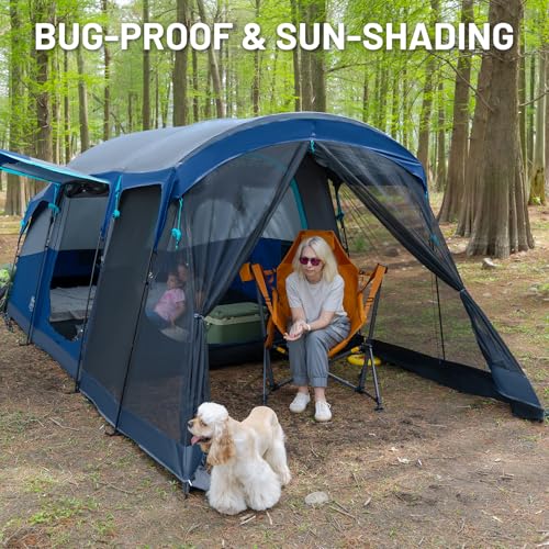 TIMBER RIDGE 8 Person Family Camping Tent with Screen Room, Double Layer Waterproof Weather Resistant Big Tunnel Tent with...