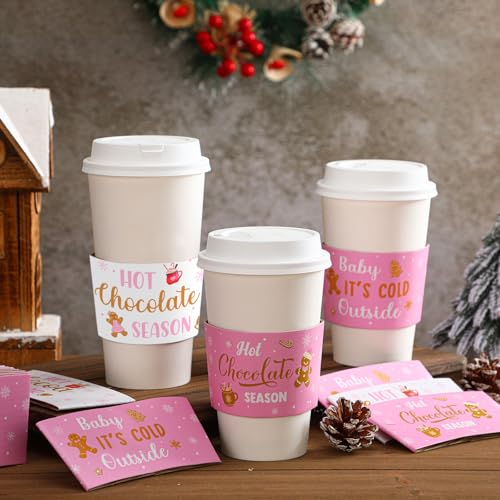 Jingmore 36 Pcs Hot Cocoa Bar Coffee Cup Sleeves Baby It's Cold Outside Coffee Holder Hot Chocolate Bar Disposable Brewed ...