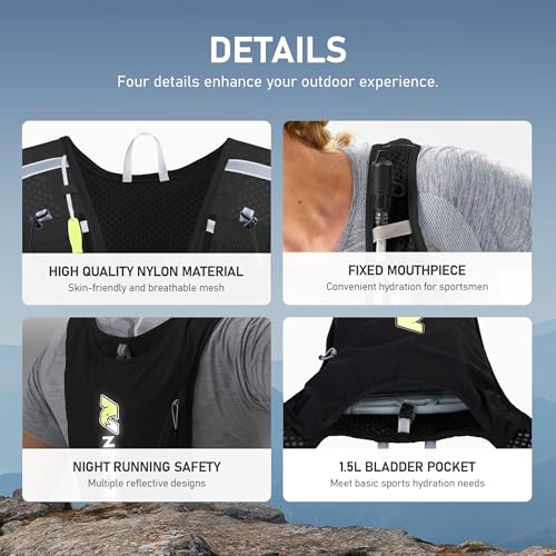 N NEVO RHINO Running Vest,Hydration Vest 5L with 1.5L Water Bladder,Lightweight Hydration Pack Water Backpack for Hiking Race