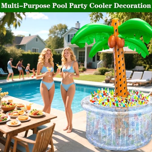 TURNMEON 72" Inflatable Palm Tree Cooler 200+ Drinks Super Large Capacity Pool Party Decoration Foldable Ice Bucket for Be...