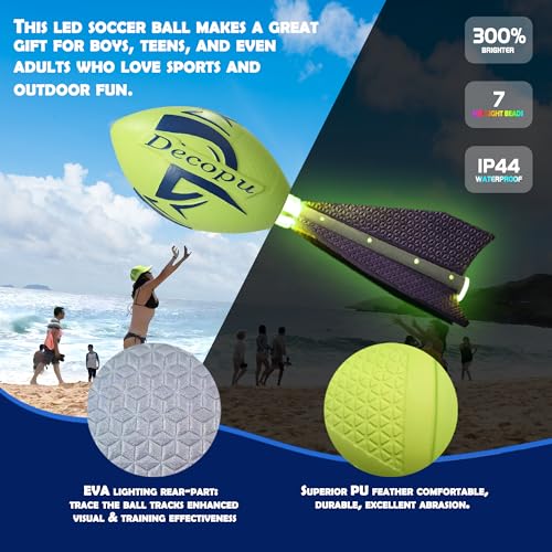 KASTUMBGA Premium Foam Glow in The Dark Football, Latest LED Light up Football, Color-Changing-Perfect Birthday&Camping Gi...