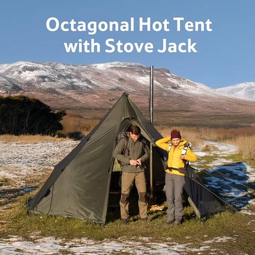 Naturehike Ranch Fire Teepee Tent, Cold Weather Winter Hot Tent with Stove Jack, 4-6 Person Waterproof Windproof 4 Season ...