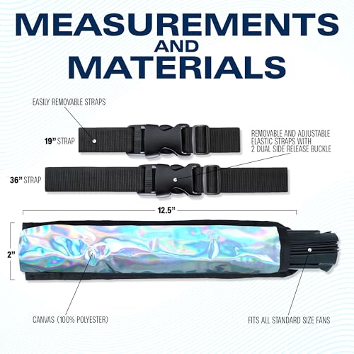 SoJourner Bags Rave Fan Holster - Hand Fan Holder & Thigh Holster for Festival Essentials - Holographic Silver