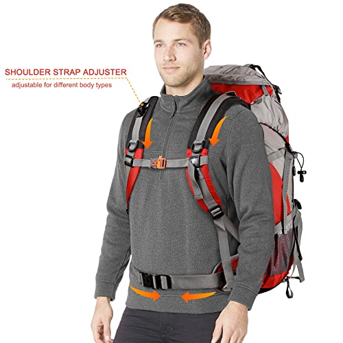 Loowoko 50L Hiking Backpack, Waterproof Camping Essentials Bag with Rain Cover, 45+5 Liter Lightweight Backpacking Back Pack