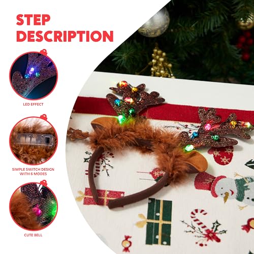 JOYIN Christmas Antler Headband,Light Up Cute Antler Headband Hat Adult Kids Christmas Party Supplies Xmas Holiday