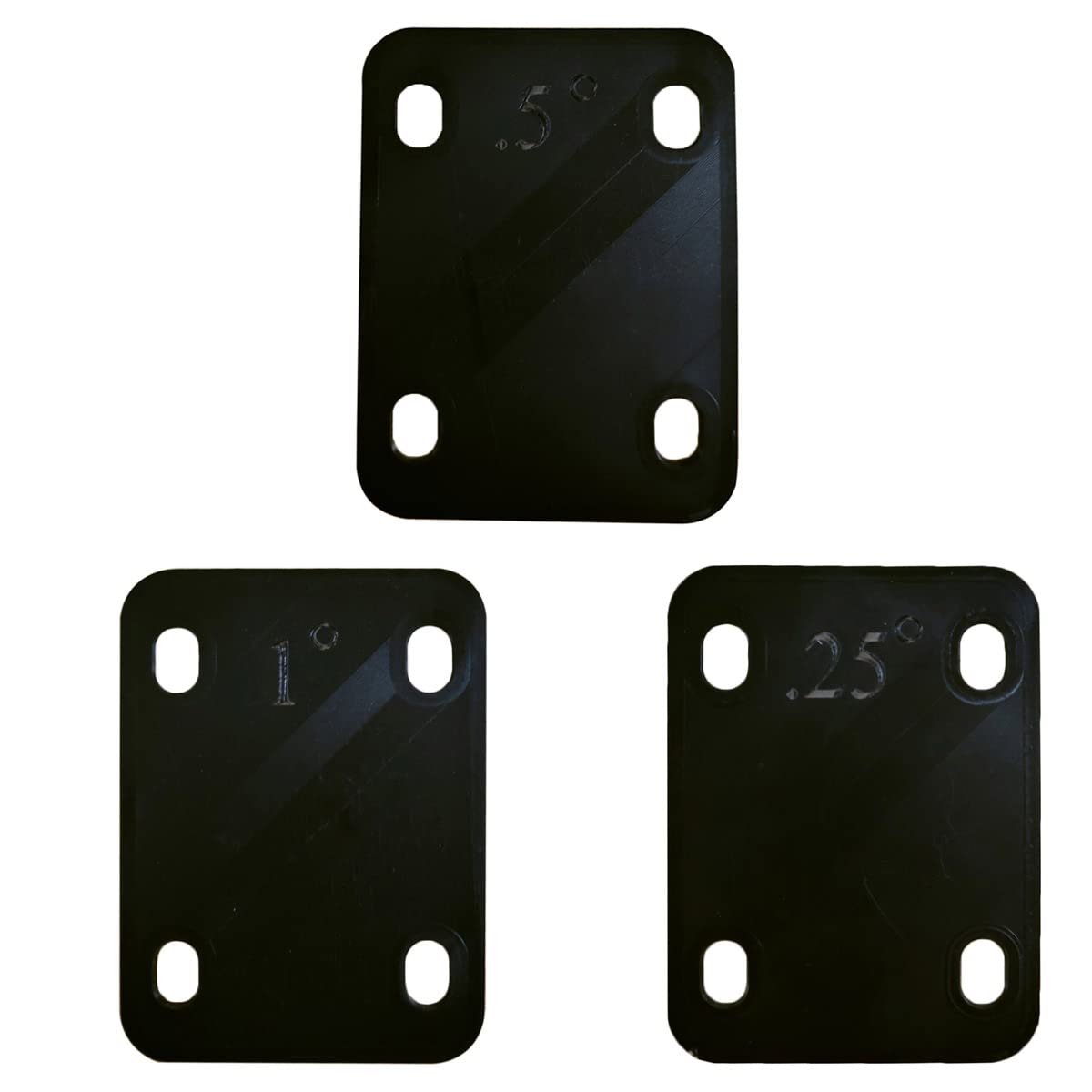 Tuoren Guitar Neck Shims 3Pcs 0.25, 0.5, And 1Degree Nylon Gasket For Guitar And Bass Bolt-On Neck Repair 3 X 2.2Inch Black (Bla