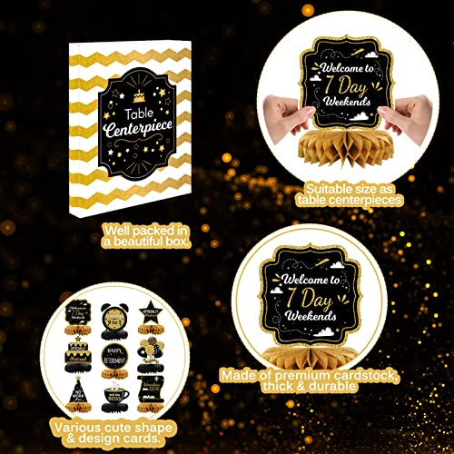 9PCS Retirement Party Decorations, Black and Gold Retirement Table Decorations, Retirement Centerpieces for Table, Retirem...