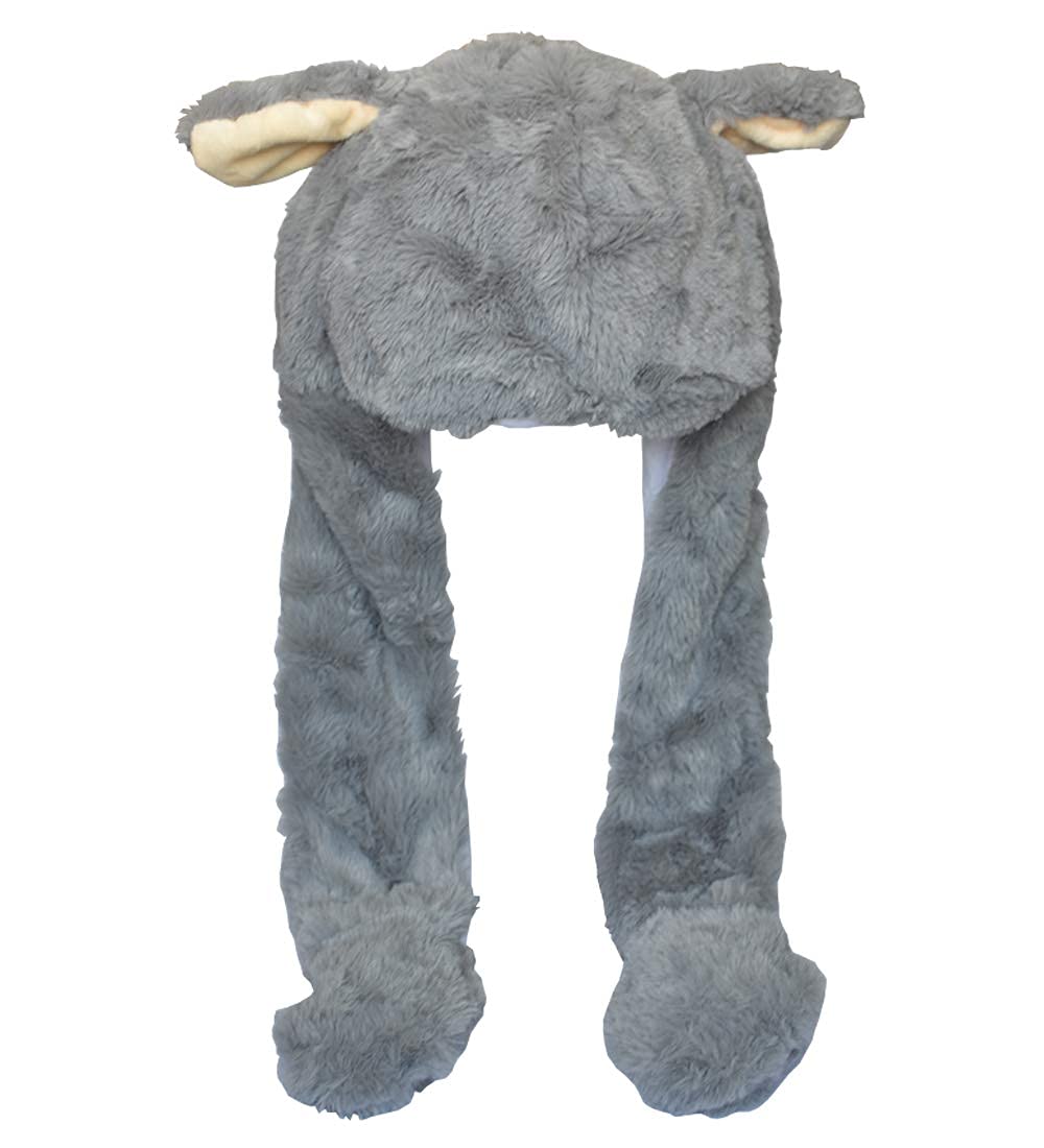 JOYHY Kids Adults Plush Hat Ear Moving Ear Flap Hat With Paw Grey Hamster