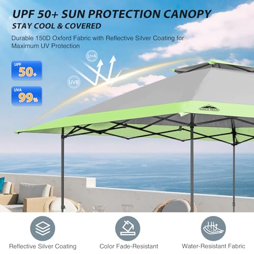 EAGLE PEAK 13x13 Straight Leg Pop Up Canopy Tent Instant Outdoor Canopy Easy Single Person Set up Folding Shelter w/Auto E...