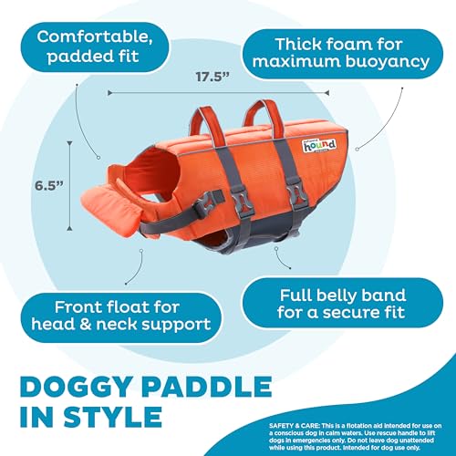 Outward Hound Granby Splash Dog Life Jacket – Flotation Vest for Swimming & Boating, Maximum Buoyancy, All Skill Levels, 2...