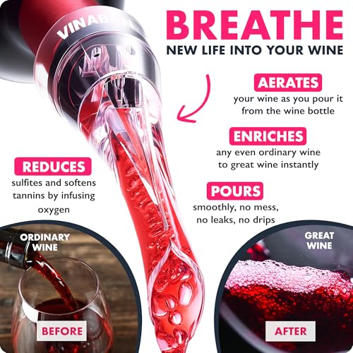 VINABON Wine Aerator Pourer Spout – Updated 2026 Professional Wine Aerator for Superior Flavor, Enhanced Bouquet & Rich, S...