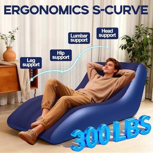 RovPool Inflatable Chair for Adults,Inflatables Chairs with Flocked Surface, Inflatable Lounge Chair with Backrest, Comfor...