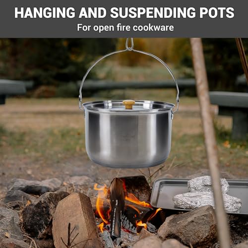 Camping Cookware Set 304 Stainless Steel Campfire Cooking Pots Pan and Kettle with Camping Stove 3 Burner 20400 BTU Propan...
