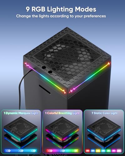 [LED Display] - Auto Cooling Fan for Xbox Series X with 9 RGB Light Modes, Cooling System Adjustable by Temperature with 4...