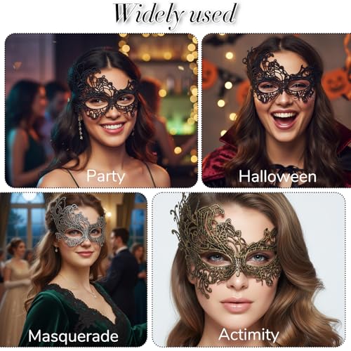 Gtziqa Lace Masquerade Mask, 3 PCS Mysterious Fun Lace Eye Mask Costume Adult Black Maskerade Masks for Women Men Couples ...