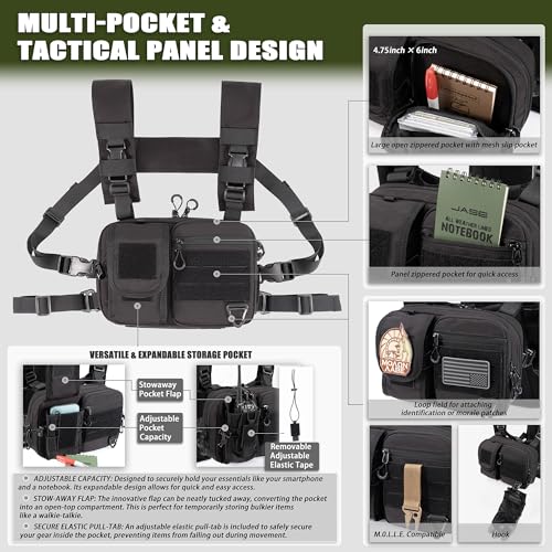 CLTAC 2-in-1 Convertible Chest Pack and Hydration Backpack with 2.5L Water Bladder, Adjustable Molle Hydration Vest for Wo...