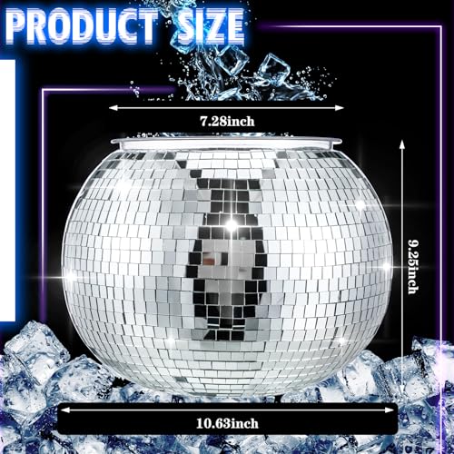 Hoolerry 11L Large Disco Ball Ice Bucket for New Years Eve Disco Party Champagne Bucket Mirror Ball Beer Bowl Retro New Ye...