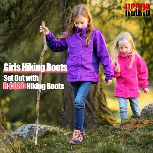 R CORD Kids Hiking Boots Waterproof Durable TPR Traction Outsole Anti-Skid Athletic Lace Up Hiking Shoes for Outdoor Adven...
