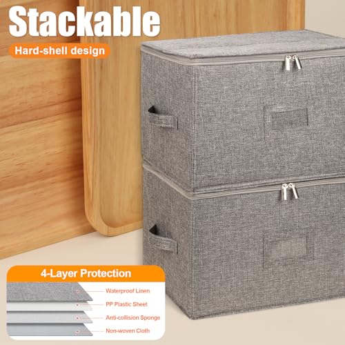 Kukikan Wine Glass Storage Box 2-Pack, Stemware Container Cases, Stackable w/Hard Shell Top Sides Bottom, Moving Supplies,...