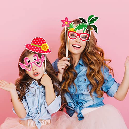 PHOGARY Luau Party Decorations Luau Photo Booth Props Kit, 30PCS Hawaiian Themed Party Decorations Tropical Tiki Party Fav...