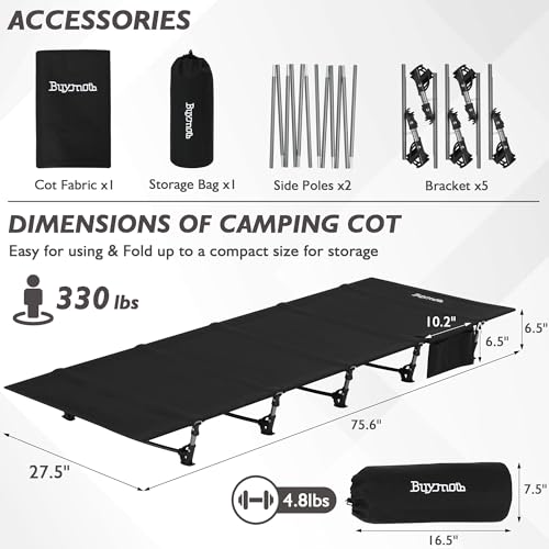 Buymoth Ultralight Folding Tent Camping Cot Bed Lightweight Backpacking Cot Without Tools Hiking Cot Portable Camping Bed ...