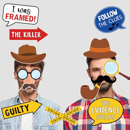 FOZEE Detective Photo Booth Props - Detective Party Decorations - True Crime Party Props - 20Pcs